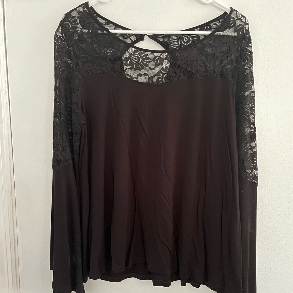 Torrid Lace Inset Long Sleeve Blouse